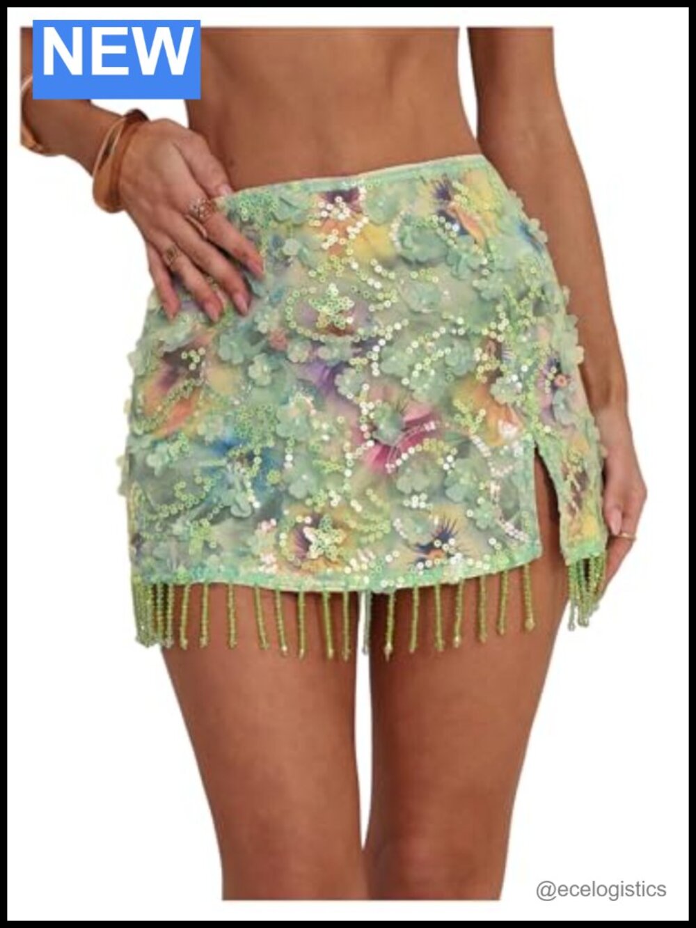 Sequin Mini Pencil Skirt Y2K Sparkly Low Rise Party Stretch